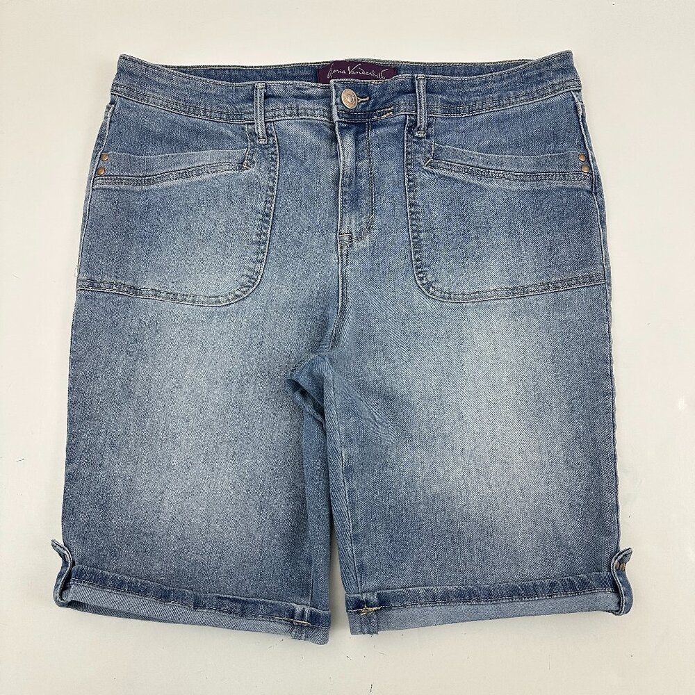 Gloria Vanderbilt Utility Bermuda Cuffed Women's size 12 Medium Blue Denim jeans